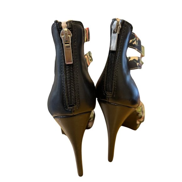 Bar III Womens Floral Gladiator High Heel Sandals With Back Zipper Size 10 Black - Picture 4 of 8